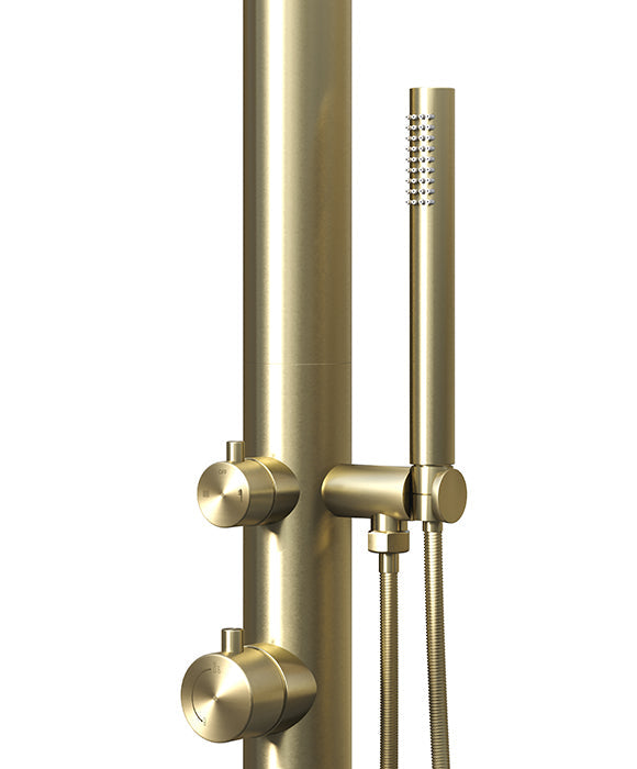 Rainware Maroubra 9001 Streamlined Outdoor Shower with Overhead Rose & Handheld – Hot & Cold Mixer
