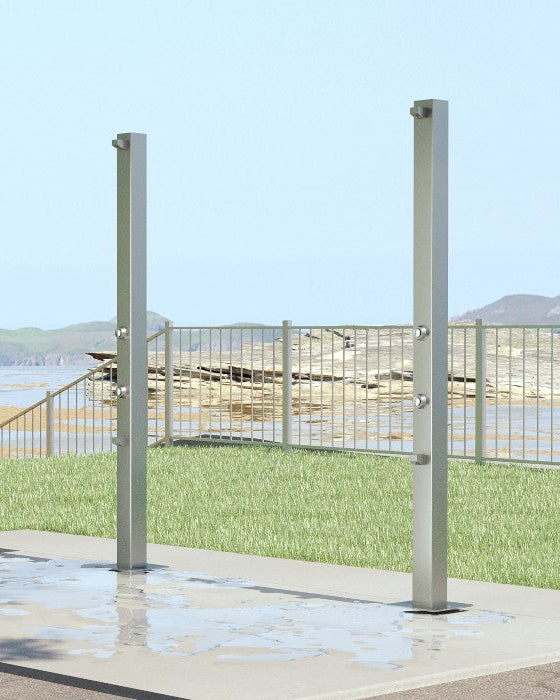 Rainware Beach Solo 5003 Commercial Outdoor Shower with Foot Wash – Vandal-Resistant Time-Flow