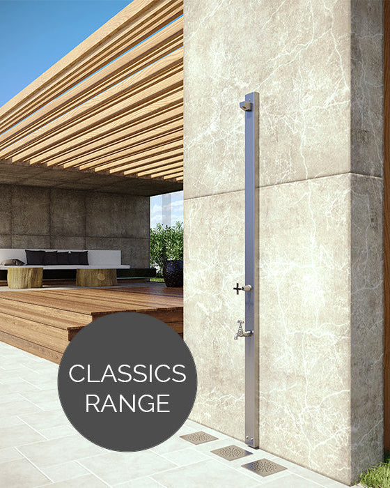 Rainware Aussie Wall 2202 Wall-Mounted Outdoor Shower with Foot Wash – Cold Water, Space-Saving Design