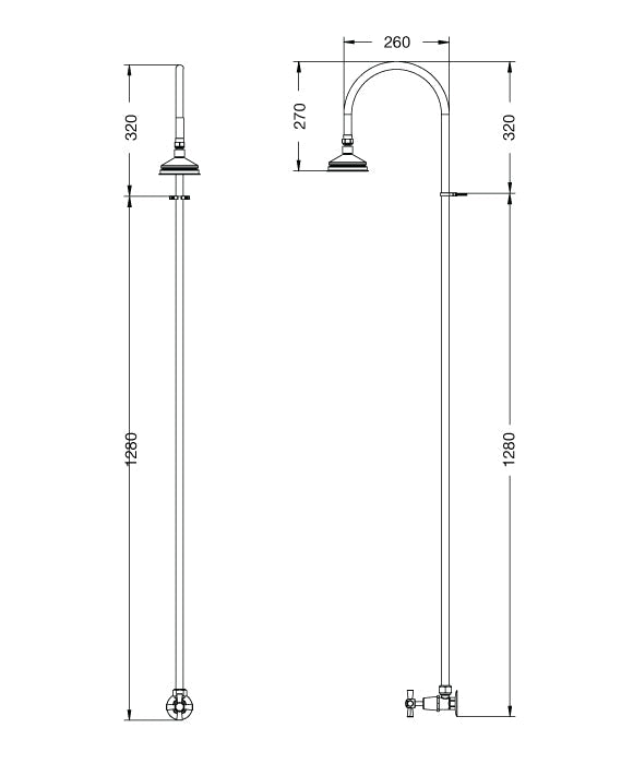 Rainware Bribie 2001 Cold Water Outdoor Shower – Polished 316 Stainless Steel Shepherd's Hook