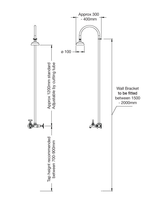 Rainware Bribie 2002 Outdoor Shower with Garden Tap – 316 Stainless Steel, Cold Water