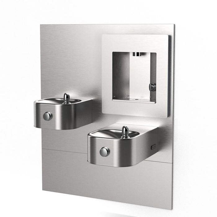 Elkay EZLMSN-EDFPVM217DK ezH2O® Mechanical Bottle Filling Station with Bi-Level Soft Sides® Fountain, Non-Filtered, Non-Refrigerated, Stainless Steel, Vandal Resistant