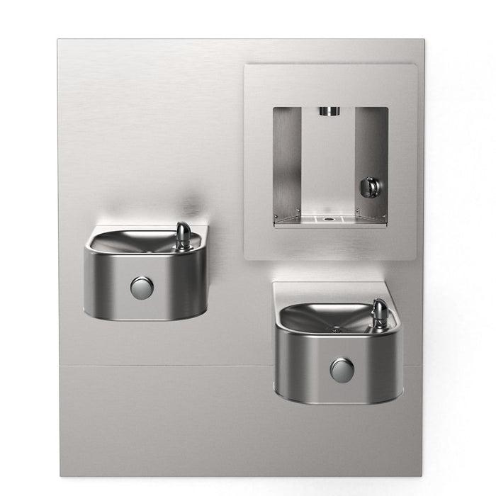 Elkay EZLMSN-EDFPVM217DK ezH2O® Mechanical Bottle Filling Station with Bi-Level Soft Sides® Fountain, Non-Filtered, Non-Refrigerated, Stainless Steel, Vandal Resistant