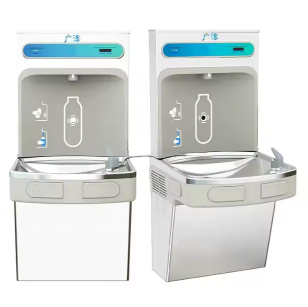 Filtered Bottle Filling Station with Integrated Cold Water Fountain and Vandal-Resistant Design