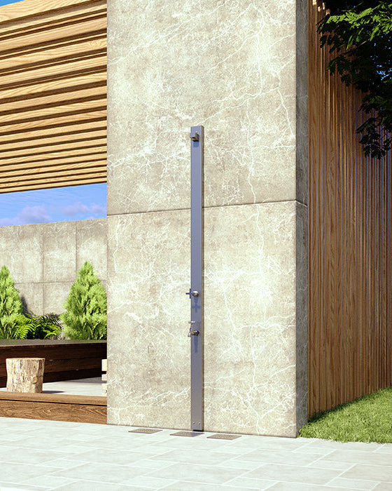 Rainware Aussie Wall 2202 Wall-Mounted Outdoor Shower with Foot Wash – Cold Water, Space-Saving Design