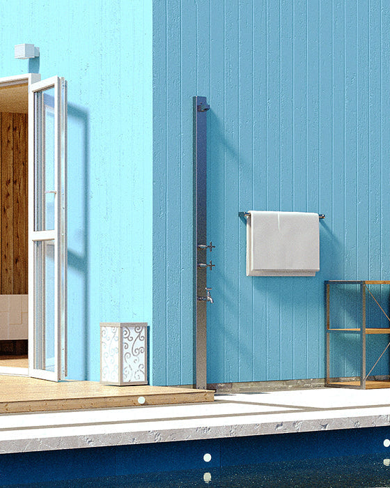 Rainware Aussie Wall 2400 Hot & Cold Wall-Mounted Exterior Shower with Foot Rinse