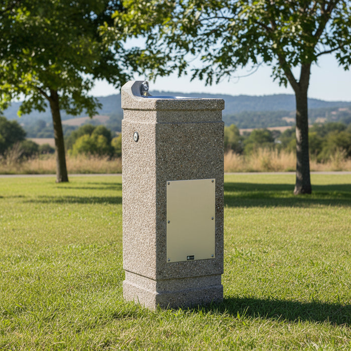 Haws 3121 Outdoor Vandal-Resistant Concrete Pedestal Fountain – Heavy-Duty, Low-Maintenance