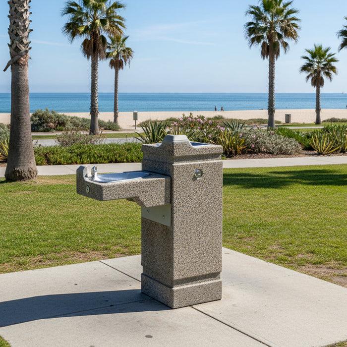 Haws 3150 ADA Outdoor Vandal-Resistant Concrete Pedestal Fountain – Hi-Lo Adjustable