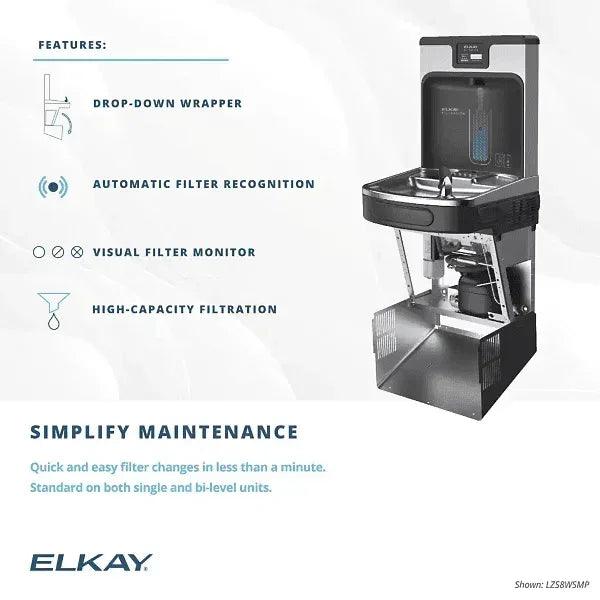 Elkay LZS8WSSP-W1 Connected Bottle Filler & Single ADA Cooler – Filtered, Refrigerated - The Fountain Direct