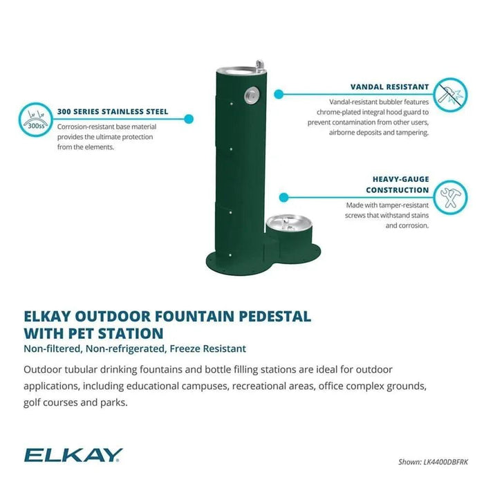 Elkay LK4400DBEVG Outdoor Pedestal Drinking Fountain with Pet Bowl - The Fountain Direct