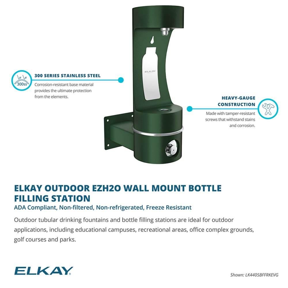 Elkay LK4405BFEVG Outdoor Wall-Mounted Bottle Filler – Single Arm Design - The Fountain Direct 