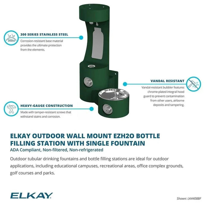 Elkay LK4408BFEVG Outdoor Wall-Mounted Hydration Station with Bottle Filler & Drinking Fountain - The Fountain Direct