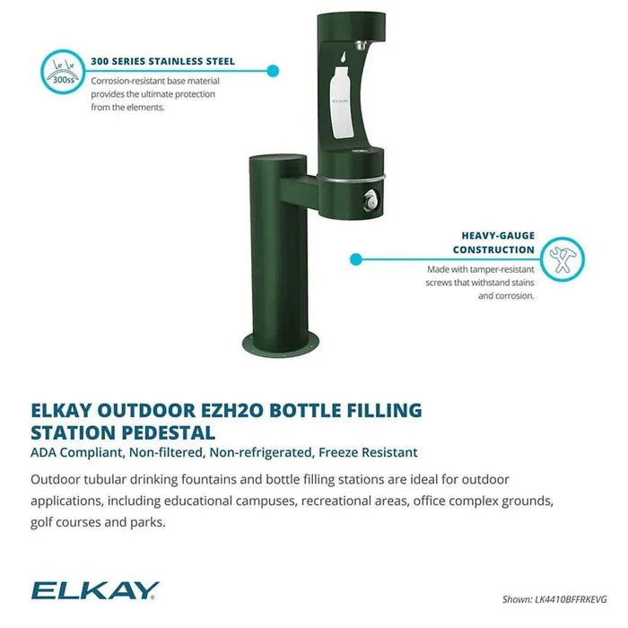 Elkay LK4410BFFRKEVG ezH2O® Single Pedestal Bottle Filling Station – Freeze-Resistant - The Fountain Direct