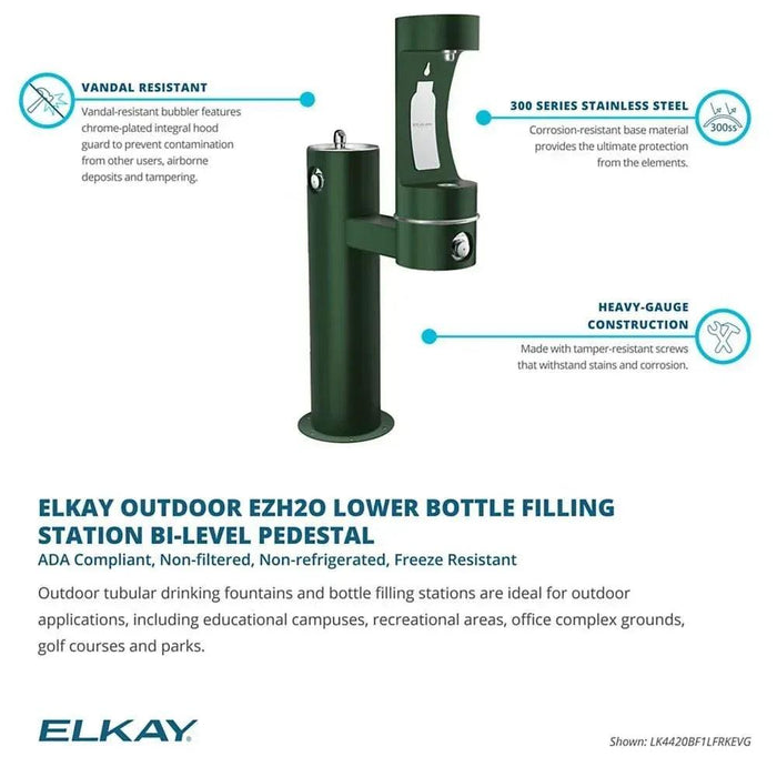 Elkay LK4420BF1LFRKEVG ezH2O® Bi-Level Pedestal Bottle Filling Station - The Fountain Direct