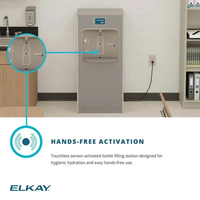 Elkay DSSBF8SP-W1 ezH2O® Enhanced Connected Floor Standing Bottle Filling Station with Filter,  Refrigerated - The Fountain Direct