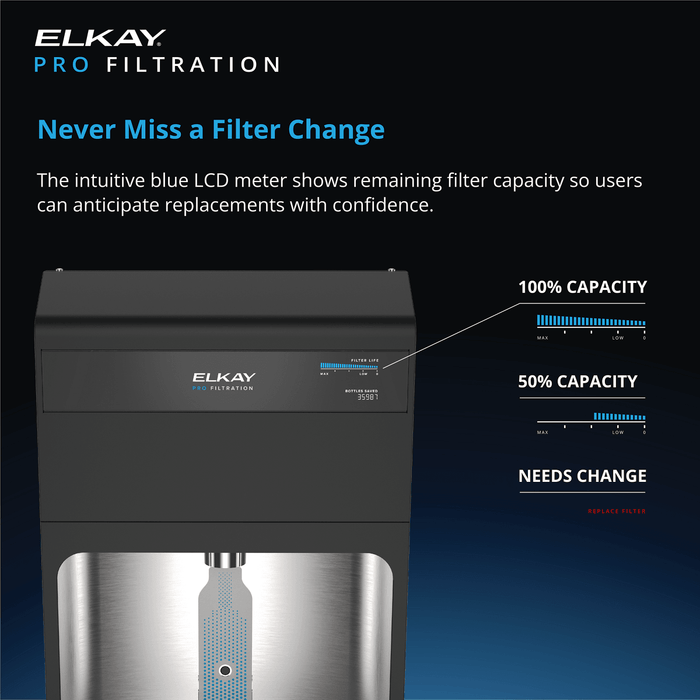 Elkay LZS8WSBPRO Pro Filtration™ Bottle Filling Station & ADA Cooler – Refrigerated, Filtered, Black Stainless - The Fountain Direct