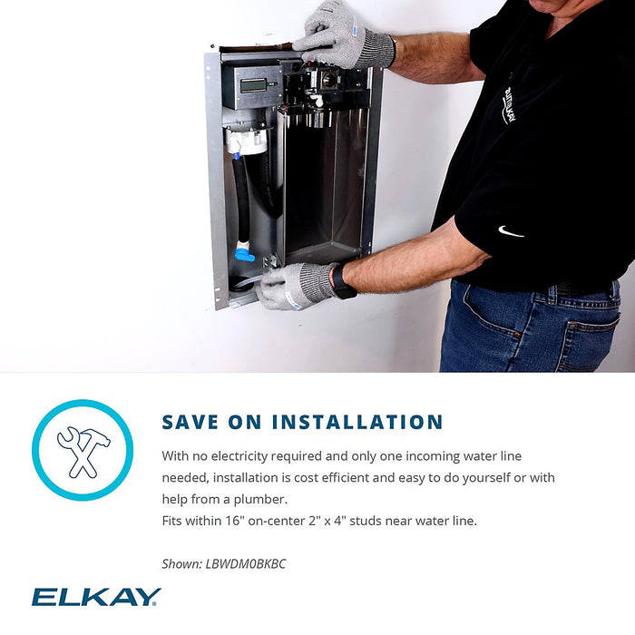 Elkay Liv® EZ LBWDM0SSBC Built-in Filtered Water Dispenser – Non-Refrigerated, Battery-Operated, Steel Gray