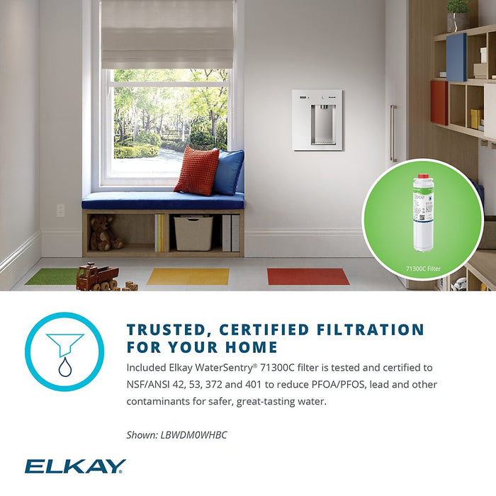 Elkay Liv® EZ LBWDM0WHBC Built-in Filtered Water Dispenser – Non-Refrigerated, Battery-Operated, Aspen White