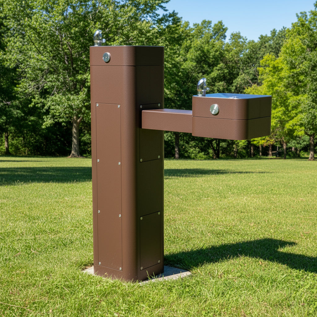 Haws 3602F ADA Outdoor Vandal-Resistant Filtered Stainless Steel Pedestal Fountain - The Fountain Direct 