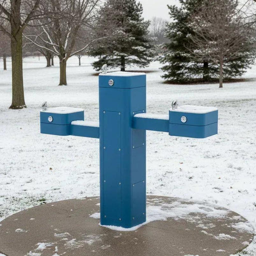 Haws 3603 Outdoor ADA Filtered Vandal-Resistant Pedestal Fountain, Triple Station - The Fountain Direct