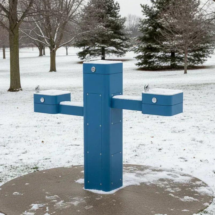 Haws 3603 Outdoor ADA Filtered Vandal-Resistant Pedestal Fountain, Triple Station - The Fountain Direct