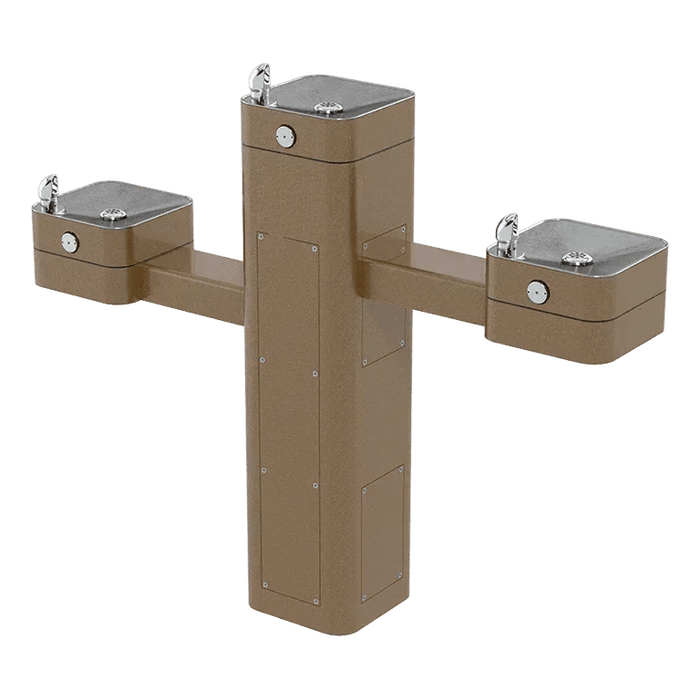 Haws 3603 Outdoor ADA Filtered Vandal-Resistant Pedestal Fountain, Triple Station - The Fountain Direct