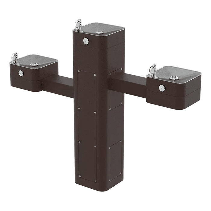 Haws 3603 Outdoor ADA Filtered Vandal-Resistant Pedestal Fountain, Triple Station - The Fountain Direct