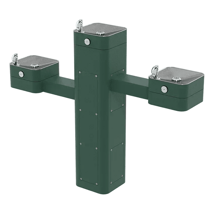 Haws 3603 Outdoor ADA Filtered Vandal-Resistant Pedestal Fountain, Triple Station - The Fountain Direct