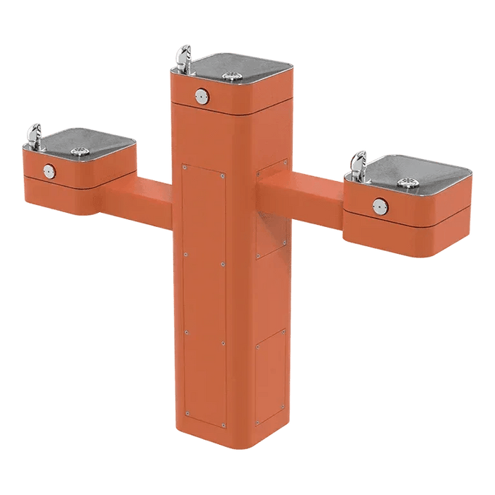 Haws 3603 Outdoor ADA Filtered Vandal-Resistant Pedestal Fountain, Triple Station - The Fountain Direct