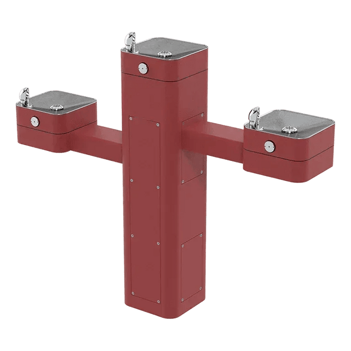 Haws 3603 Outdoor ADA Filtered Vandal-Resistant Pedestal Fountain, Triple Station - The Fountain Direct