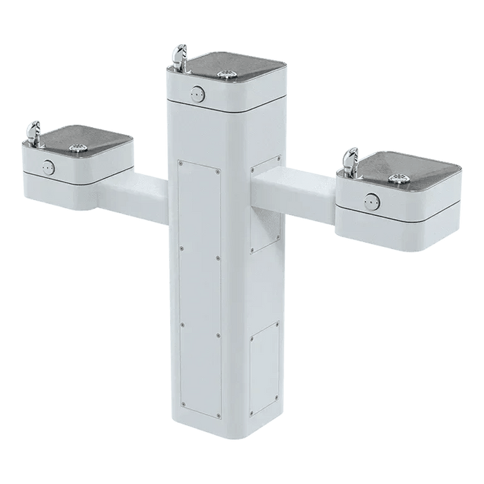 Haws 3603 Outdoor ADA Filtered Vandal-Resistant Pedestal Fountain, Triple Station - The Fountain Direct
