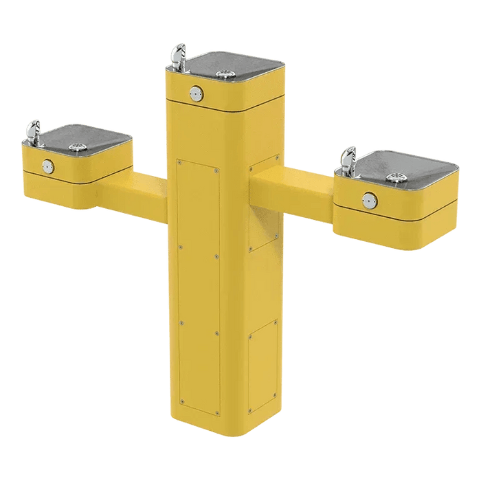 Haws 3603 Outdoor ADA Filtered Vandal-Resistant Pedestal Fountain, Triple Station - The Fountain Direct