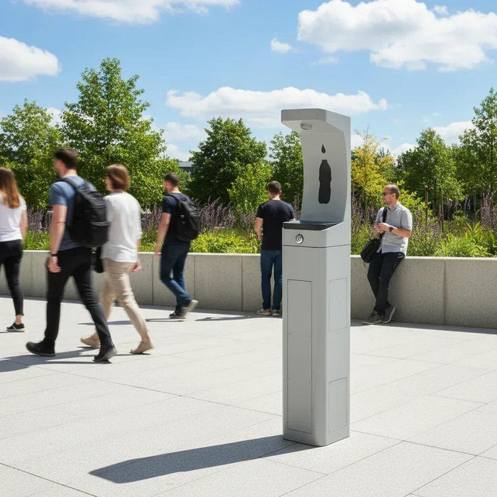 Haws 3610FR ADA Outdoor Vandal-Resistant Stainless Steel Pedestal Bottle Filler - The Fountain Direct