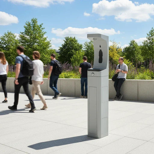 Haws 3610F ADA Outdoor Vandal-Resistant Stainless Steel Filtered Bottle Filler - The Fountain Direct