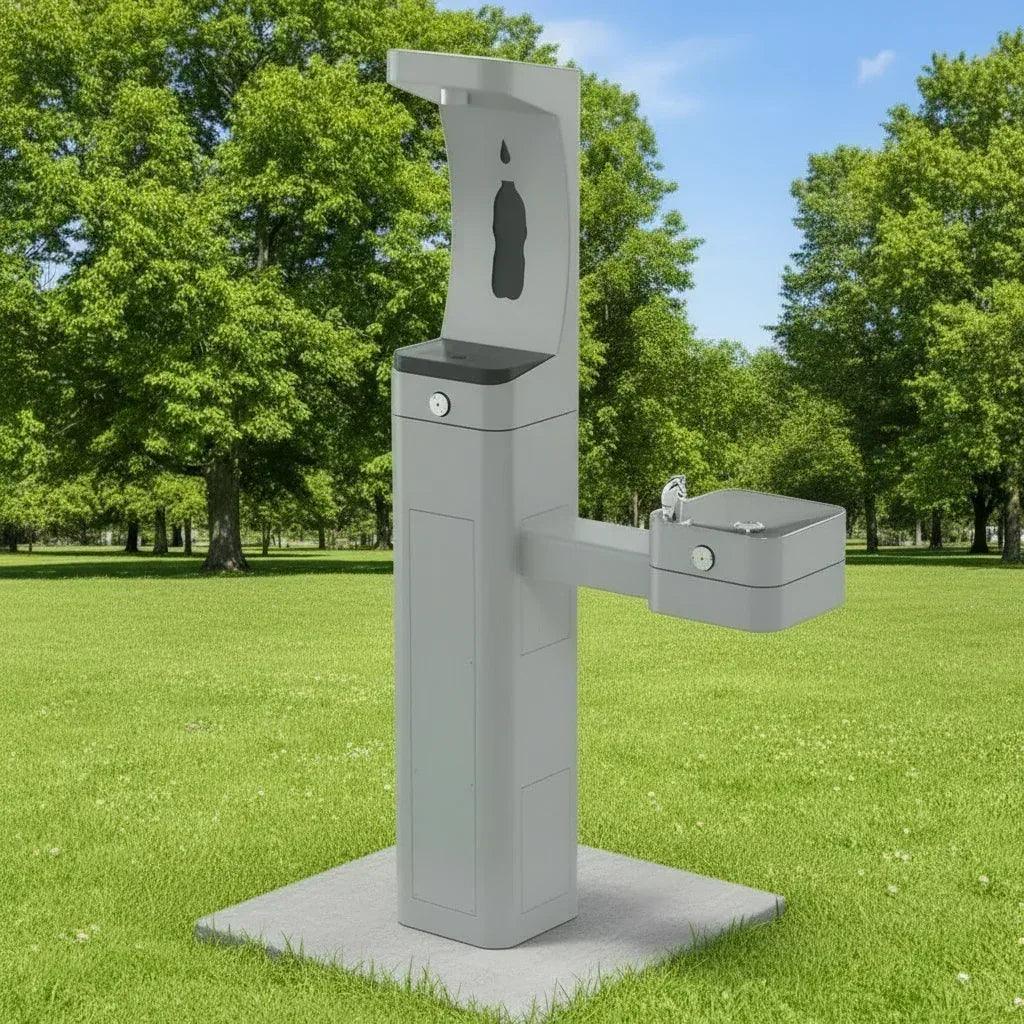 Haws 3611FR ADA Outdoor Freeze-Resistant Stainless Steel Bottle Filler and Drinking Fountain - The Fountain Direct