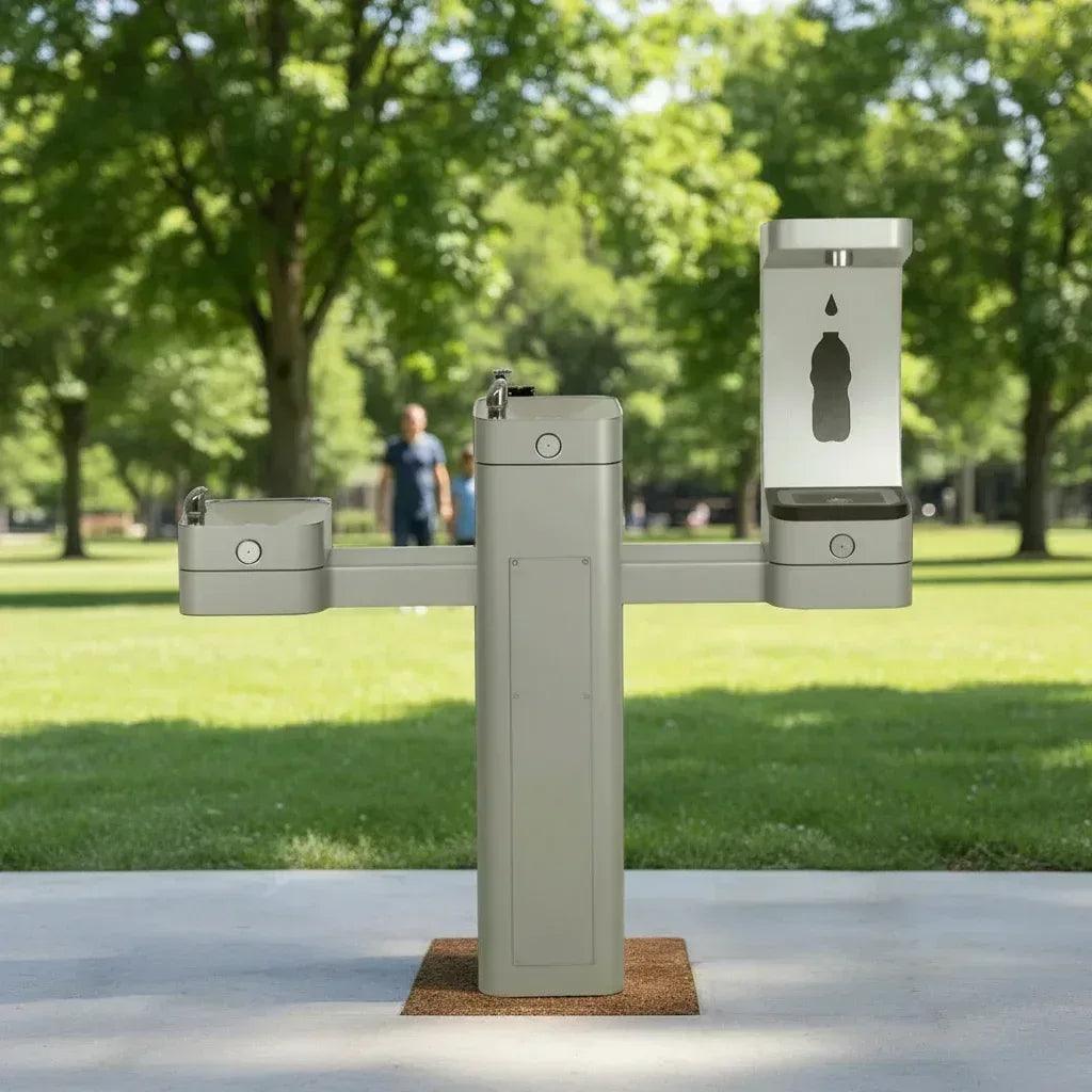 Haws 3612FRBFA ADA Outdoor Stainless Steel Bottle Filler and Dual Fountain - Freeze Resistant - The Fountain Direct