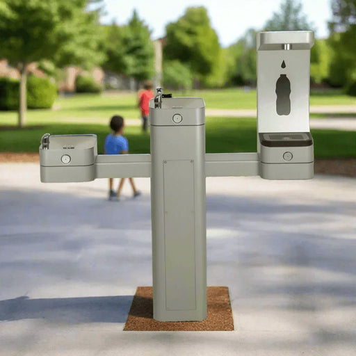 Haws 3612BFA ADA Outdoor Stainless Steel Bottle Filler and Dual Fountain - The Fountain Direct 
