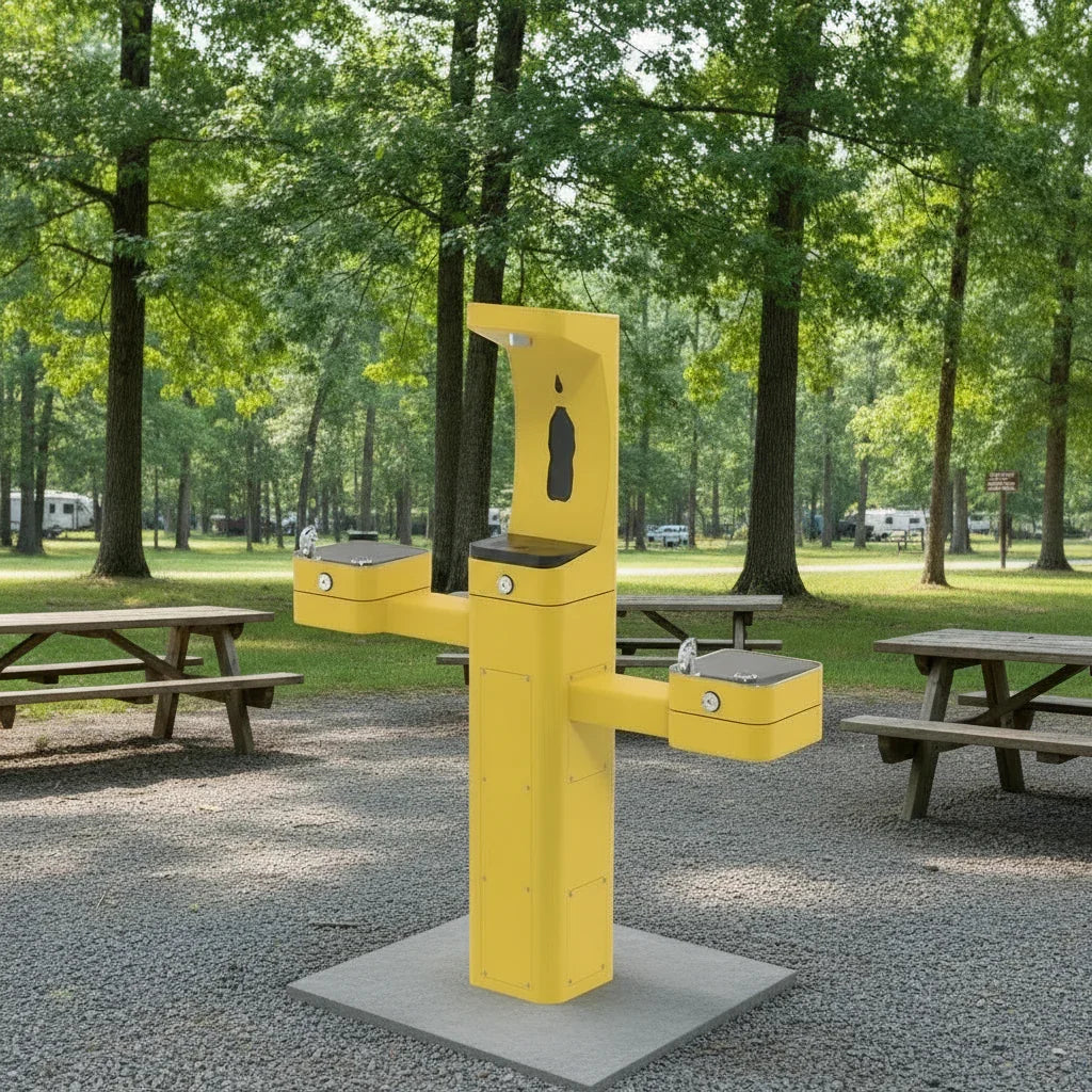 Haws 3612 Outdoor Stainless Steel ADA Modular Drinking Fountain with Bottle Filler - The Fountain Direct 