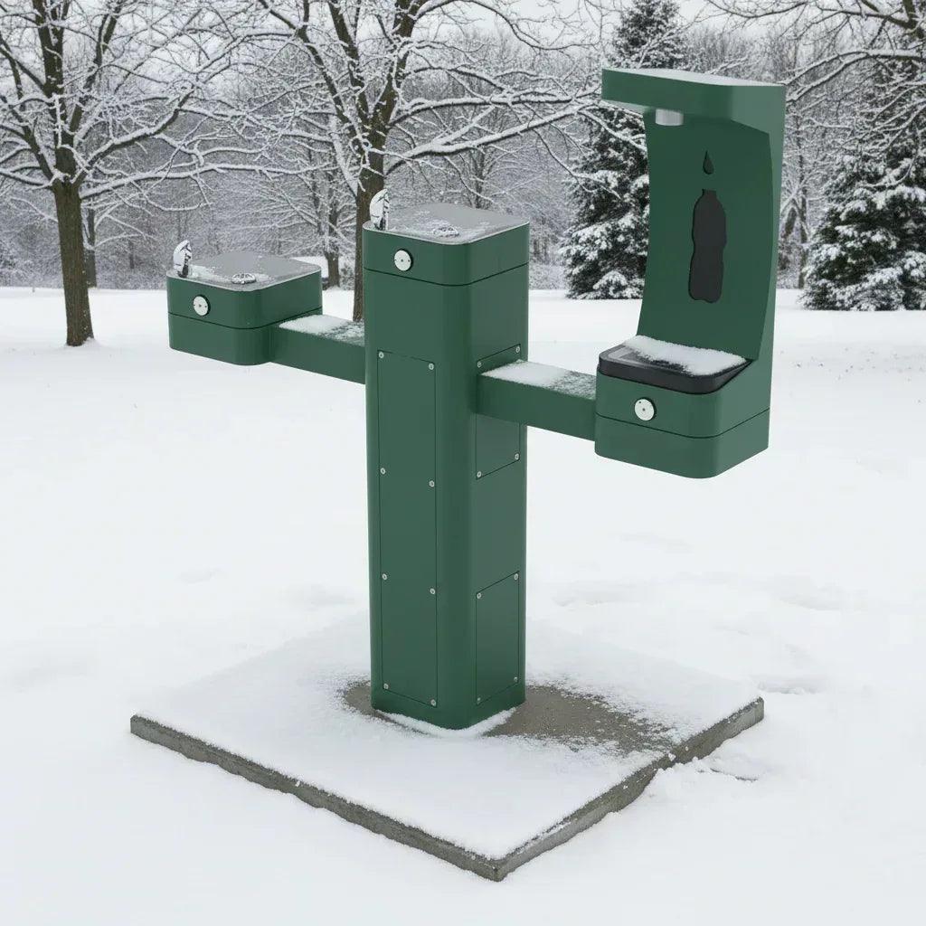 Haws 3612FRBFA ADA Outdoor Stainless Steel Bottle Filler and Dual Fountain - Freeze Resistant - The Fountain Direct