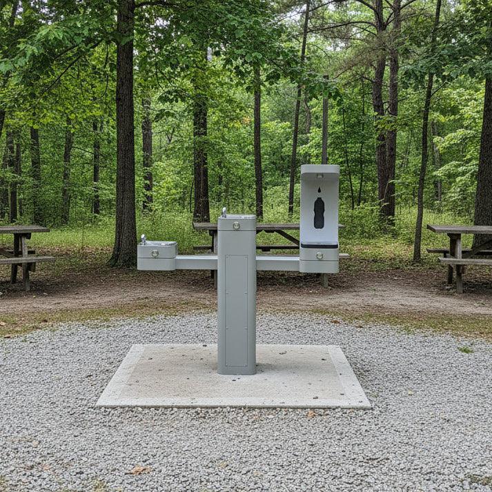 Haws 3612FBFA ADA Outdoor Filtered Stainless Steel Bottle Filler and Dual Fountain - The Fountain Direct
