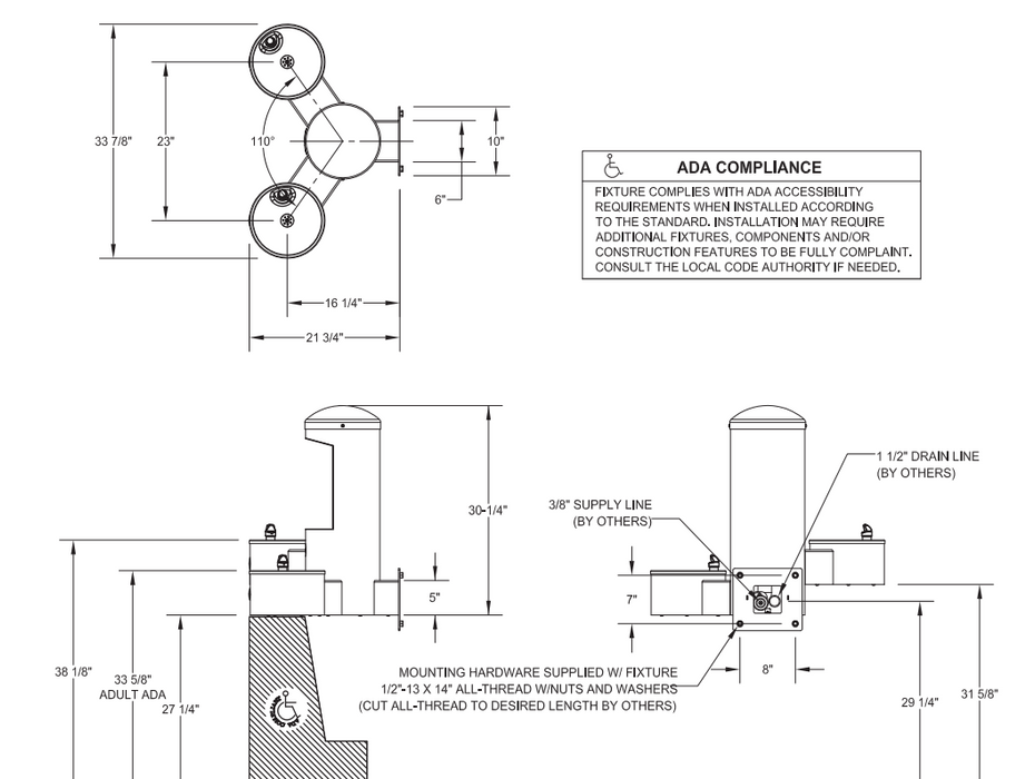 Willoughby CWBF-3WM Wall-Mounted Outdoor Stainless Steel Bottle Filler with ADA Drinking Fountains
