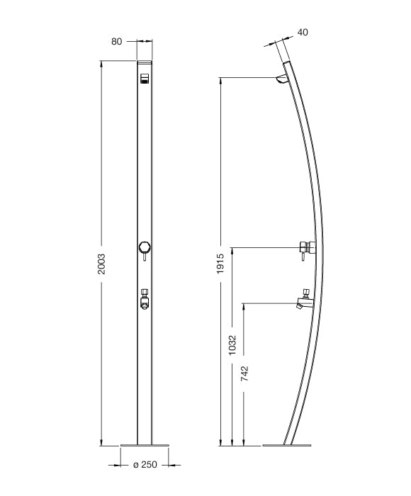Rainware Noosa 4006 Hot & Cold Freestanding Outdoor Shower with Mixer and Foot Wash