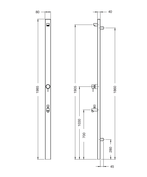 Rainware Suncoast Wall 4301 Hot & Cold Wall-Mounted Shower with Foot Wash – Satin 316 Stainless Steel