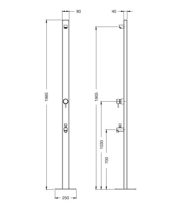 Rainware Suncoast Premium 4505 Hot & Cold Freestanding Shower Tower with Foot Wash – Satin 316 Stainless