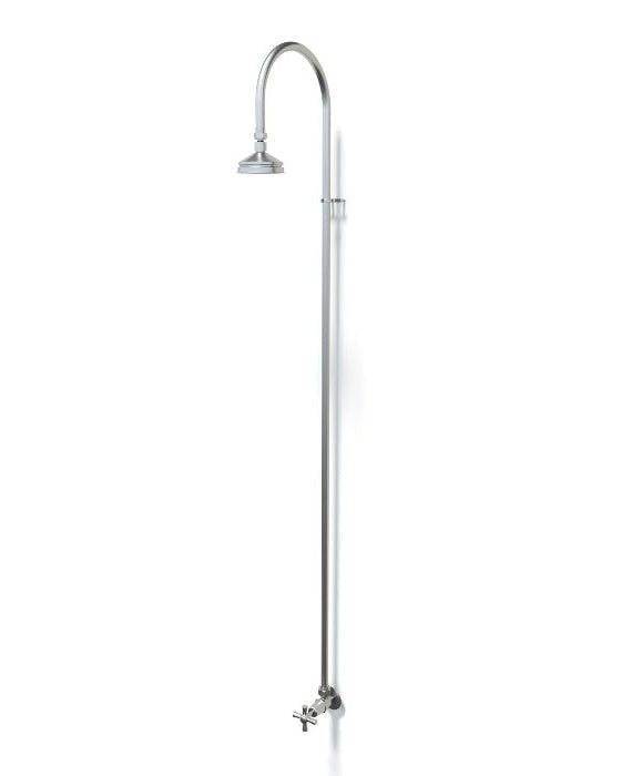 Rainware Bribie 2001 Cold Water Outdoor Shower – Polished 316 Stainless Steel Shepherd's Hook