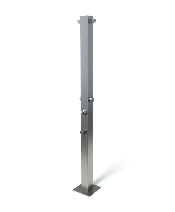 Rainware Beach Duet 5025 Two-Person Commercial Shower with Foot Wash – Time-Flow, 316 Stainless