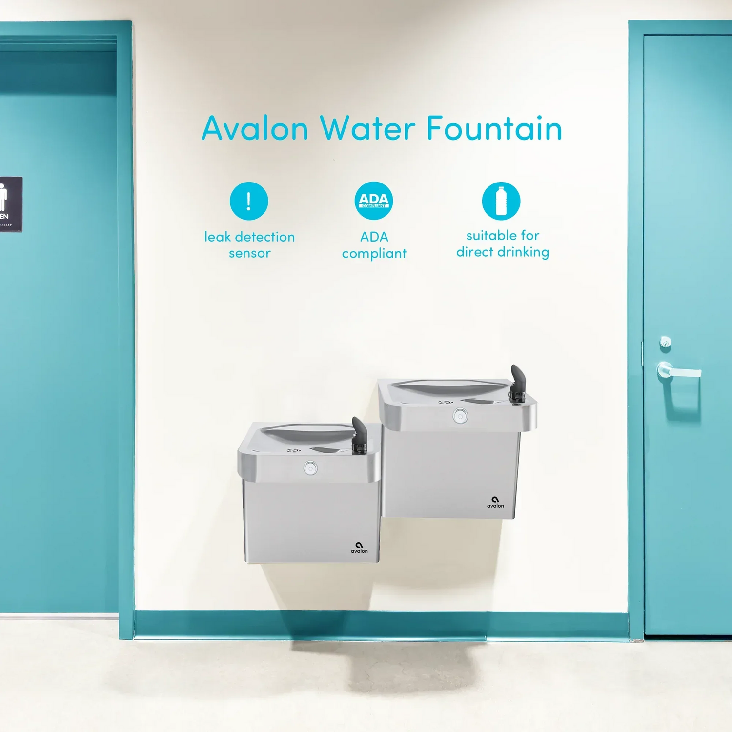 Avalon A51-OFNC ADA Wall-Mounted Stainless Steel Drinking Fountain with Built-In Drain – Front Push Button - The Fountain Direct
