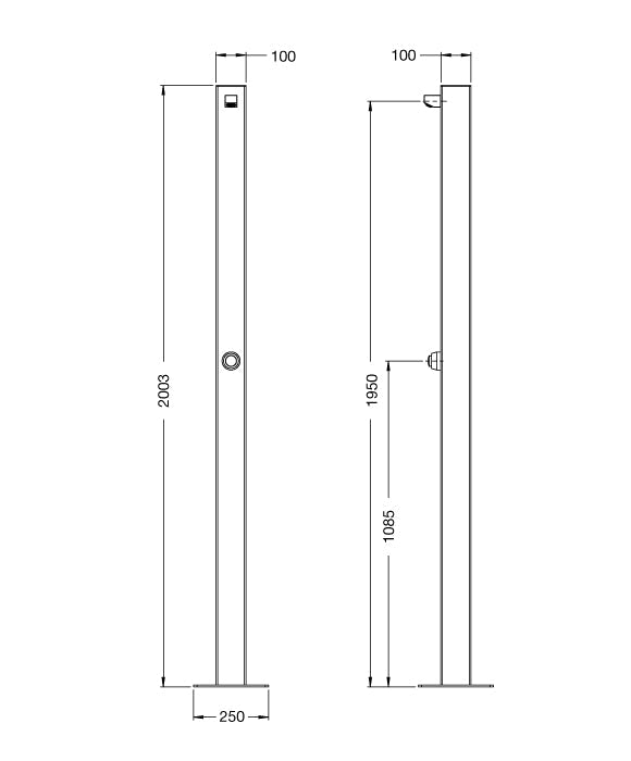 Rainware Beach Solo 5002 Single-Person Commercial Outdoor Shower – 100x100mm 316 Column