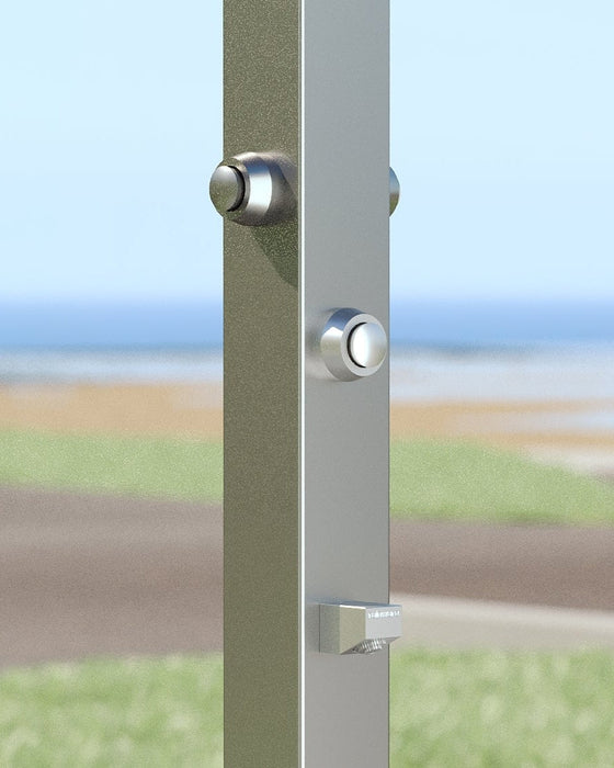 Rainware Beach Duet 5025 Two-Person Commercial Shower with Foot Wash – Time-Flow, 316 Stainless