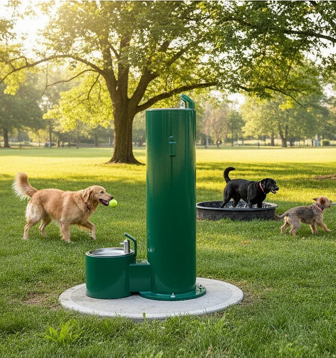Stern Williams 5325-90-GR Exterior Pedestal Drinking Fountain with Pet Station - The Fountain Direct 
